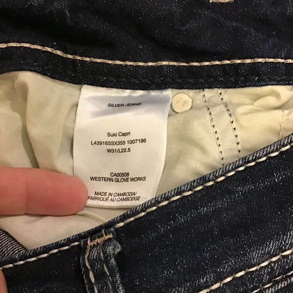 Silver Jeans 31 (10) Suki Capri Women’s Jeans Mid Rise Stretch Distressed - Picture 8 of 11